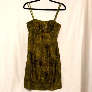 Kensie Size 4 Green and Yellow Bamboo/Jungle Print Mini Dress